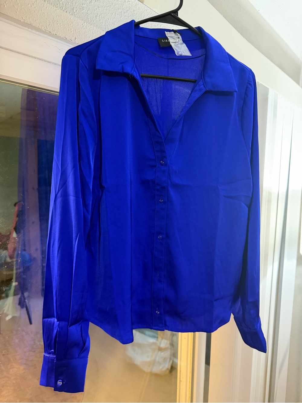 Sirena Royal Blue Button-Front Women's Blouse